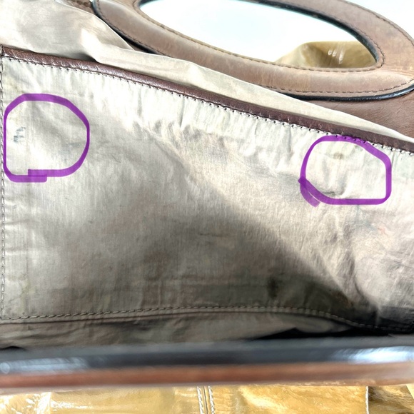 MARNI Balloon Dark Mustard Patented Leather w Brown Leather Top Handle Satchel - Picture 11 of 16